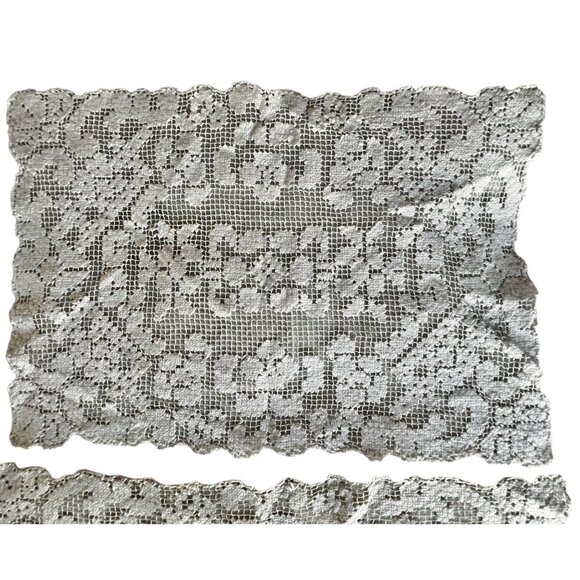 Antique Filet Bosa Lace Placemats Set Of 2 From Sardinia Italy - Picture 3 of 10